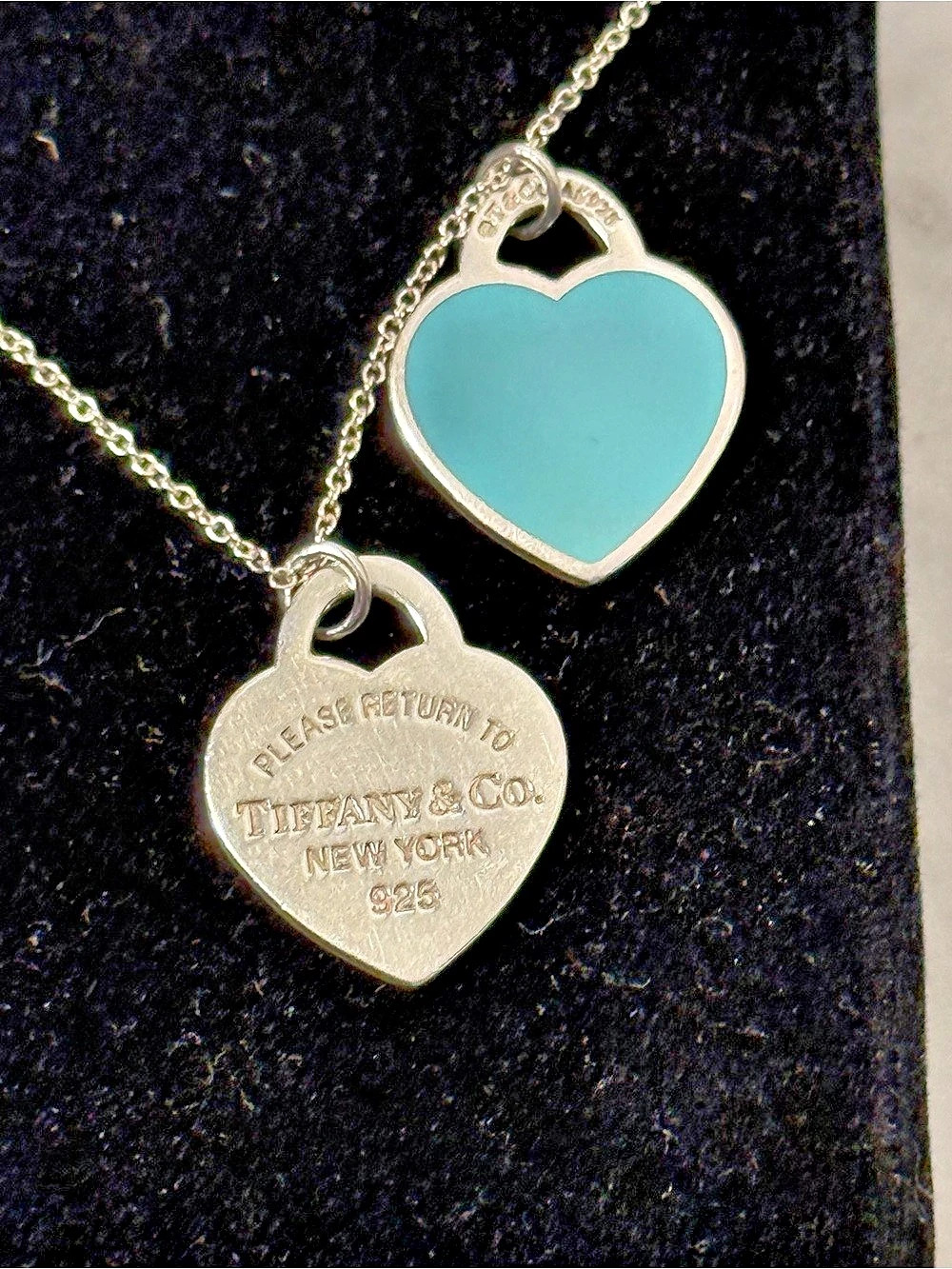 Tiffany & Co. Return to Tiffany Mini Double Heart Tag Pendant. Necklace Silver &